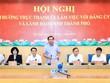Bí thư Thành ủy Trần Đức Thắng phát biểu tại hội nghị.