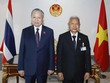 Tổng Bí thư, Chủ tịch nước Tô Lâm hội kiến Chủ tịch Quốc hội kiêm Chủ tịch Hạ viện Thái Lan Sophon Zaram ngày 28/5 tại Thái Lan. Ảnh: TTXVN.