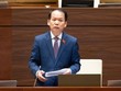 Bộ trưởng Bộ Tư pháp Hoàng Thanh Tùng báo cáo giải trình - Ảnh: QH. 