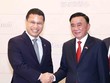 Ủy viên Bộ Chính trị, Thường trực Ban Bí thư Trần Cẩm Tú gặp Chủ tịch Đảng Hành động Nhân dân Singapore, Bộ trưởng Bộ Giáo dục Singapore Desmond Lee. Ảnh: TTXVN.