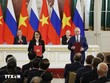 Tổng Bí thư, Chủ tịch nước Tô Lâm và Tổng thống Nga Vladimir Putin chứng kiến Lễ trao văn kiện hợp tác giữa hai nước. (Ảnh: Thống Nhất/TTXVN)