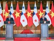 Tổng Bí thư, Chủ tịch nước Tô Lâm và Tổng thống Cộng hòa Panama José Raúl Mulino gặp gỡ báo chí sau hội đàm. Ảnh: Đức Thanh.