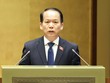 Bộ trưởng Bộ Tư pháp Hoàng Thanh Tùng trình bày tờ trình - Ảnh: Đức Thanh. 