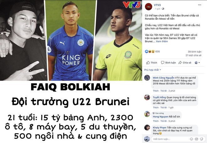 Dân mạng tìm kiếm cầu thủ Brunei giàu hơn Ronaldo | Tin nhanh ...