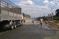 Một đoạn Quốc lộ 14 đang được khẩn trương thi công nâng cấp