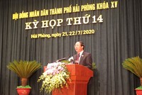 Ông Lê Văn Thành, Bí thư Thành ủy, Chủ tịch HĐND thành phố Hải Phòng phát biểu tại Kỳ họp