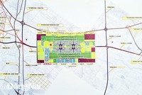 Mặt bằng quy hoạch tổng thể sân bay Long Thành và 2 tuyến đường giao thông kết nối.