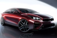 Kia Forte thế hệ mới qua ảnh phác họa. Xe sẽ ra mắt tại Detroit Auto Show 2018 diễn ra từ 13 đến 28/1. Ảnh: Kia