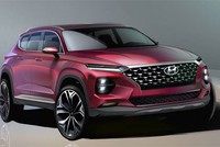 Ảnh phác họa cho thấy Santa Fe thế hệ mới thay đổi phong cách với kiểu dữ dằn, cơ bắp hơn. Ảnh: Hyundai.