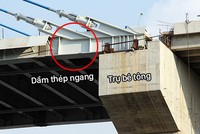 Dầm thép ngang bị nứt sẽ được thay thế 60%. Ảnh: Cửu Long.
