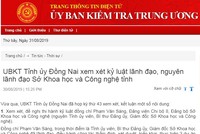 Ủy ban Kiểm tra Tỉnh ủy Đồng Nai xem xét kỷ luật cán bộ.