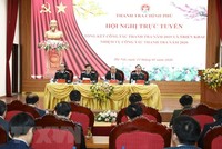 Phó Thủ tướng Thường trực Trương Hòa Bình với lãnh đạo Thanh tra Chính phủ chủ trì Hội nghị. (Ảnh: Văn Điệp/ TTXVN)
