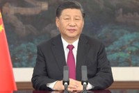 Chủ tịch Trung Quốc Tập Cận Bình phát biểu tại cuộc họp trực tuyến của WEF (Ảnh: EPA).