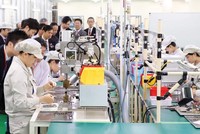 Dây chuyền sản xuất thiết bị ly hợp điện từ cho máy in và các thiết bị chính xác khác của Nhà máy NMS (Nhật Bản) tại Hà Nam. Ảnh: Đức Thanh