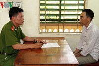 Đối tượng Thương khai nhận hành vi tại cơ quan công an