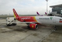 Chiếc máy bay Airbus đầu tiên trong hợp đồng mua 100 chiếc máy bay của Vietjet (ảnh chụp tại sân bay Airbus)