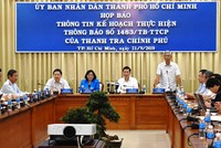 Buổi họp báo của UBND TPHCM. Ảnh: VGP/Mạnh Hùng