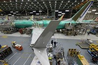 Máy bay 737 MAX được sản xuất trong nhà máy Boeing ở bang Washington ngày 27/3. Ảnh: AFP.