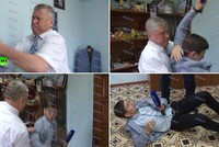 Toàn cảnh phóng viên bị lãnh đạo quận quật ngã. Ảnh cắt từ video.