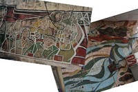 Hai bức tranh tường cổ động của họa sĩ Trường Sinh ở đoạn cắt Bạch Mai - Minh Khai (Hà Nội).