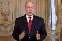 Thân vương Monaco Albert II phát biểu trên truyền hình quốc gia hôm 17/3. Ảnh: Monaco Tribune.