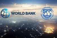 Logo của Quỹ Tiền tệ Quốc tế (IMF) và Ngân hàng Thế giới (WB). (Nguồn: businessamlive).