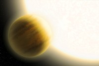 Đồ họa mô tả hành tinh WASP-79b quay quanh ngôi sao lớn gấp nhiều lần Mặt Trời. Ảnh: NASA.