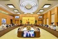 Chủ nhiệm Ủy ban Kinh tế Vũ Hồng Thanh trình bày Báo cáo về một số vấn đề lớn về việc giải trình, tiếp thu, chỉnh lý dự thảo Luật Kinh doanh bảo hiểm (sửa đổi) tại phiên họp thứ 9. Ảnh: Quốc hội.