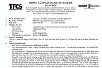 CTCP Mía đường Thành Thành Công Tây Ninh (SBT) thông báo phát hành cổ phiếu để hoán đổi