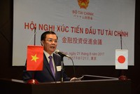 Ông Đinh Tiến Dũng, Bộ trưởng Bộ Tài chính phát biểu tại Hội nghị xúc tiến đầu tư tài chính tại Nhật Bản