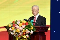 Tổng Bí thư Ban chấp hành Trung ương Đảng cộng sản Việt Nam Nguyễn Phú Trọng phát biểu chỉ đạo tại Lễ mít tinh kỷ niệm 70 năm thành lập Ngân hàng Việt Nam (06/5/1951 - 06/5/2021)