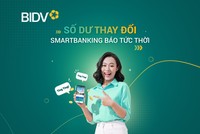 Nhận biến động số dư với mức phí 0 đồng tại BIDV