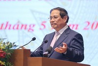 Thủ tướng phát biểu tại Tọa đàm với doanh nghiệp, hiệp hội doanh nghiệp để thực hiện hiệu quả Nghị quyết 68-NQ/TW của Bộ Chính trị về phát triển kinh tế tư nhân ngày 31/5. Ảnh: Nhật Bắc