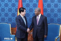 Chủ tịch nước Lương Cường và Tổng thống Angola João Manuel Gonçalves Lourenço hội đàm. Ảnh: TTXVN