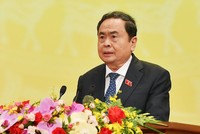 Chủ tịch Quốc hội Trần Thanh Mẫn phát biểu tại cuộc gặp mặt. Ảnh: PT