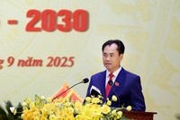 Ông Trịnh Việt Hùng, Ủy viên dự khuyết Trung ương Đảng, Bí thư Tỉnh ủy Thái Nguyên phát biểu tại Đại hội