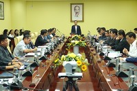 Chủ tịch UBND TP.Đà Nẵng Phạm Đức Ấn chủ trì buổi làm việc với Hiệp hội Doanh nghiệp thành phố để lắng nghe và giải quyết các khó khăn, vướng mắc cho doanh nghiệp. Ảnh: Phương Thuận 