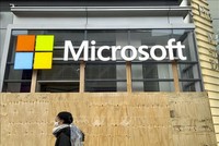 Biểu tượng tập đoàn Microsoft tại New York, Mỹ. Ảnh tư liệu: Kyodo/TTXVN