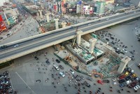 Tổng thể dự án nút giao hầm Thanh Xuân từ trên cao. Ảnh: Huy Hùng/TTXVN