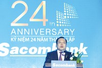 Đại diện Sacombank - ông Phan Huy Khang, Phó chủ tịch HĐQT kiêm Tổng giám đốc - phát biểu mở đầu buổi lễ kỷ niệm 24 năm ngày thành lập