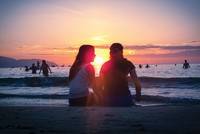 Bãi biển Đà Nẵng lúc bình minh. Ảnh: Thùy Linh