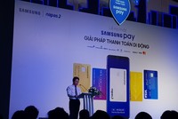 Ông Phạm Tiến Dũng, Vụ trưởng Vụ Thanh toán (Ngân hàng Nhà nước Việt Nam), phát biểu tại lễ ra mắt ứng dụng thanh toán di động Samsung Pay tại Việt Nam