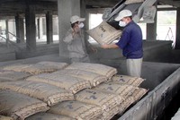 Tiêu thụ xi măng 10 tháng năm 2017 ước đạt 62,89 triệu tấn, bằng 79% kế hoạch năm. Ảnh: Việt Dũng