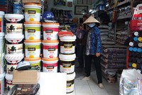 Sản phẩm sơn chống thấm, chống mốc hiện nay rất đa dạng chủng loại, nhãn hiệu và giá cả. Ảnh: Việt Dũng