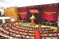 Hội nghị Trung ương lần thứ chín, khóa XII đã tập trung bàn thảo công tác cán bộ của Đảng. Ảnh: TTXVN