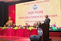 Thủ tướng Nguyễn Xuân Phúc phát biểu tại Hội nghị triển khai kế hoạch năm 2019 của Bộ Thông tin và Truyền thông.