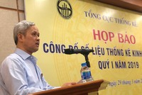 Tổng cục trưởng Tổng cục Thống kê Nguyễn Bích Lâm chủ trì họp báo sáng 29.3, Ảnh: Anh Vũ