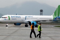 Máy bay Airbus A321 Neo của Bamboo Airways tại cảng Hàng không Quốc tế Nội Bài