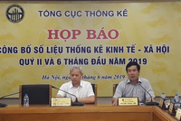 Họp báo công bố số liệu thống kê kinh tế - xã hội quý 2 và 6 tháng đầu năm 2019 tại Hà Nội - Ảnh: L.THANH