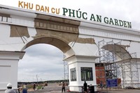 Cổng dự án mang tên Phúc An Garden, nhưng lãnh đạo địa phương khẳng định, không có dự án nào có tên tương tự